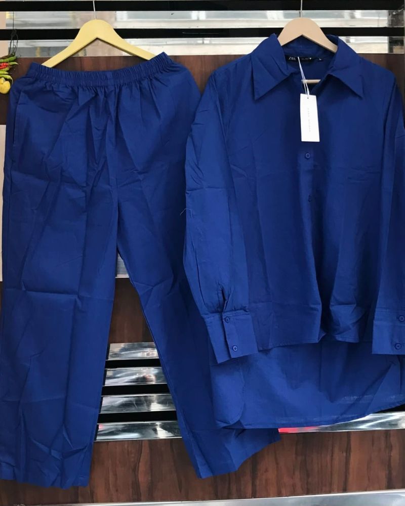 Matching Dark Blue Shirt Pant Set 