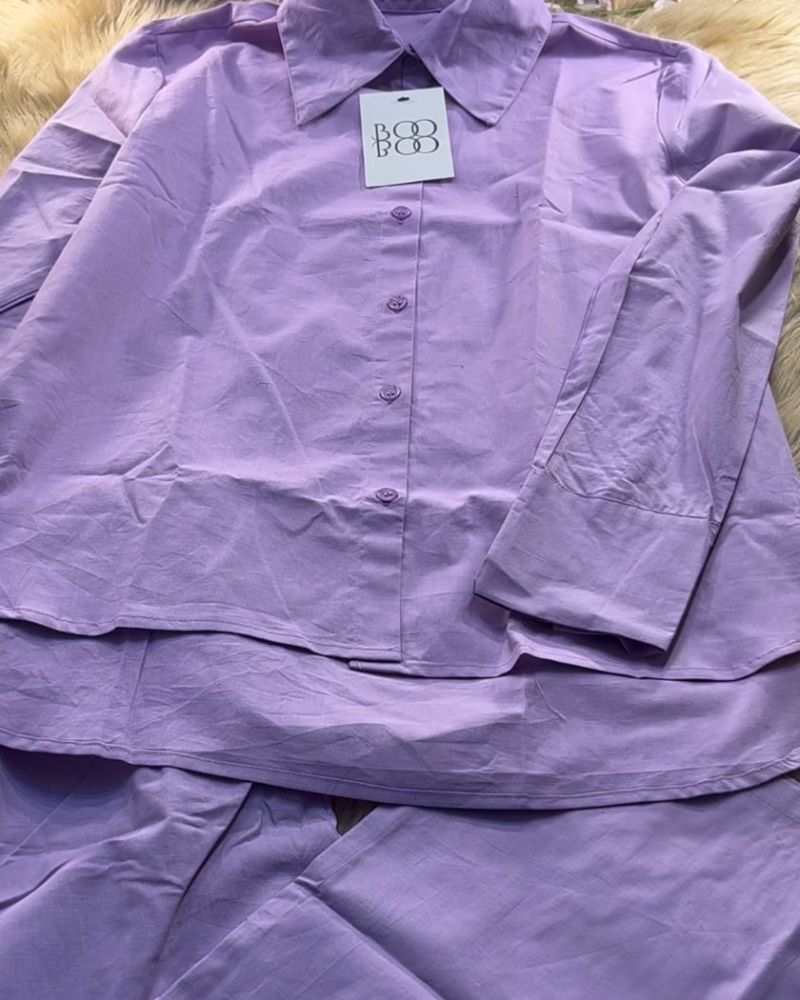 Cotton Blend Purple Regular Fit Self Design Shirt